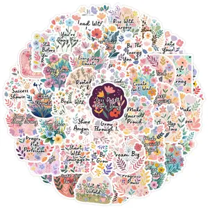 50pcs Floral Motivational Mood Calming Stickers, Suitable for Scrapbooks, Diaries, Notebooks, Water Bottles, Cars and Other Faith-based Designs, Gifts with Positive Messages, Sticker Packs