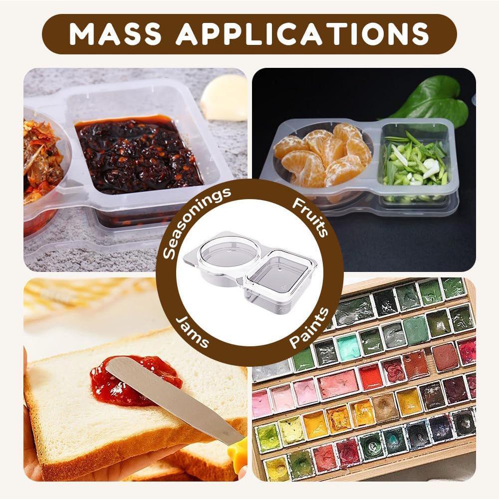 20/40 Sets Double Compartment Condiment Container With Lids, Reusable Snack Container for Sauces and Snacks, Disposable Snack Containers, Ideal for On-the-Go Meals and Parties