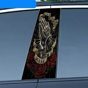 2Pcs Praying Hands Tattoo Vinyl Car Patch - Simple peel and paste B-pillar protection, durable and age-resistant, perfect for personalizing your vehicle, car protection | Bold visual effects | Peelable stickers, car, Car Vehicle Decoration