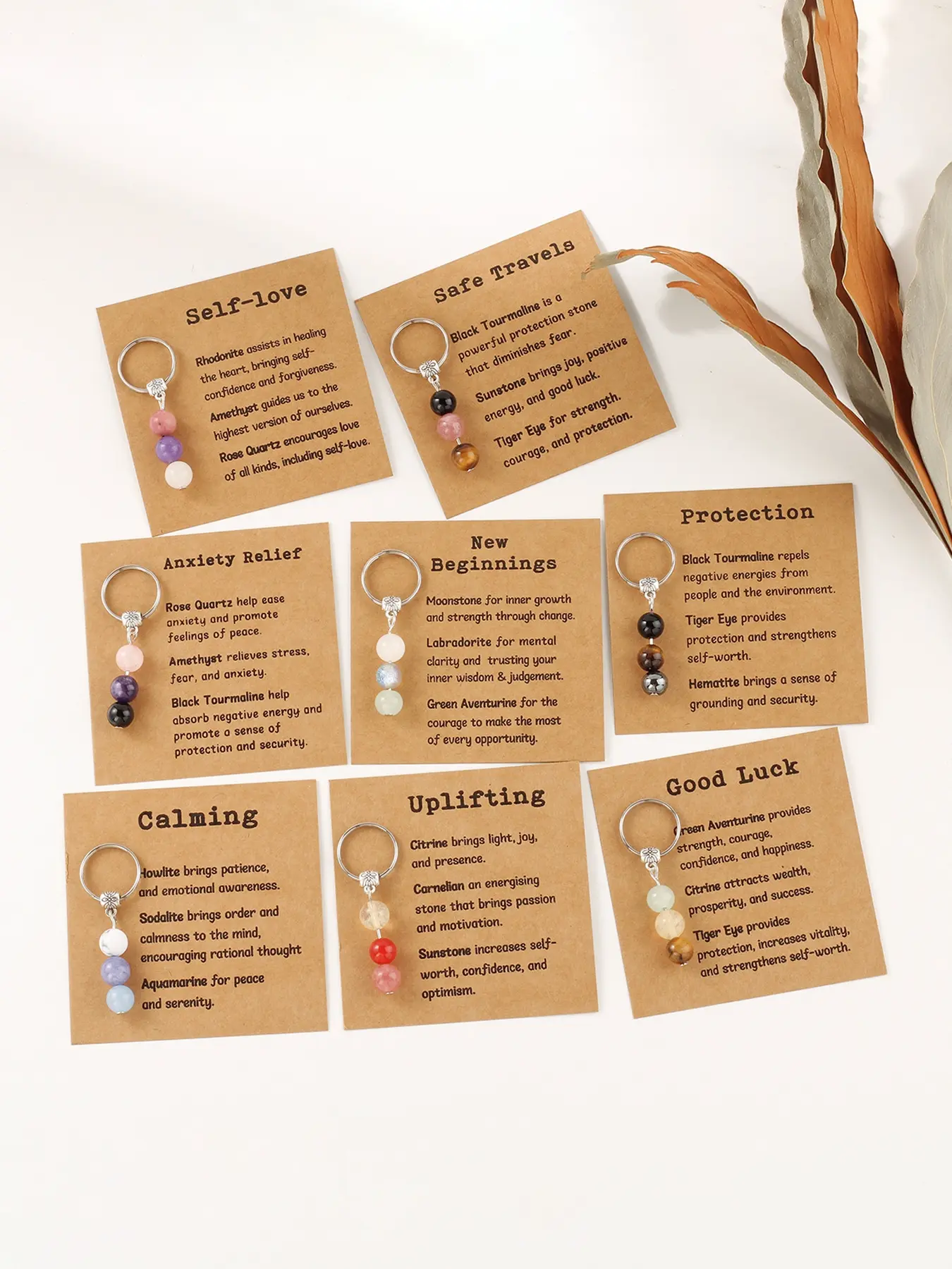 Natural Stone Bead Keychain for Bags Kawaii Charm Pendant Key Charms, Small Decorative Accessory, Key Accessories, Perfect Gift for Friends and Bffs, Practical and Meaningful Present, Keychain Collectibles