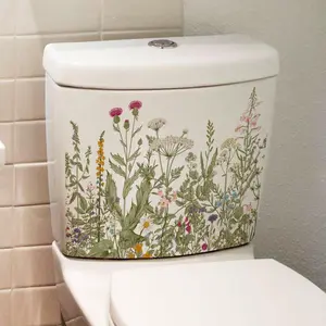 Plants Pattern Sticker, 1 Count Waterproof Sticker for Wall Toilet Bathroom, Wall Decorative Tiles Sticker, Home Decoration Decals, Home Essentials, Home Decor Ideas, Spring Refresh Decor