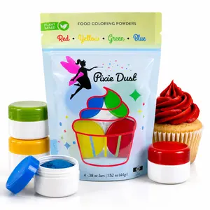 Dye-Free Food Coloring Powder set - Red, Blue, Green and Yellow. | Perfect for cake decorating, cookie frosting, icing & drinks | Plant-Based, All-Natural, Kosher, Flavorless | No Carmine | By PIXIE DUST
