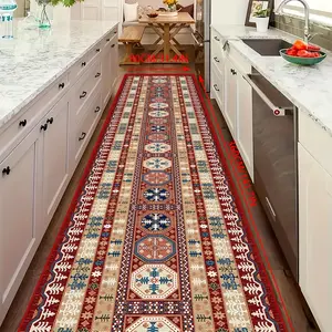 Ethnic Style Long Rug for Living Room & Hallway, Non-Slip Nordic Design Carpet for Kitchen, Bedroom, Laundry, Balcony Decor