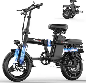 EVOKUN F12 Electric Bike for Adults, 1200W Motor, 48V 15AH Removable Battery, MAX Speed 25MPH, 24-40Miles Long Range Commuting Ebike, Dual Disc Brakes, Lightweigh 14" Folding Electric Bicycle for Women Men