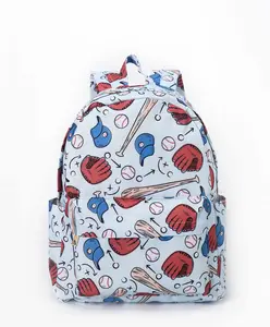 Blue Baseball Print With Kids Backpack