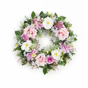 20" Artificial Peony and Rose Flower Wreath - All-Season Home Decor, Romantic Bohemian Front Door, Wall or Window Ornament