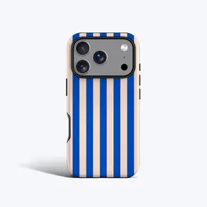 Electric Blue Stripes Phone Case For iPhone 17 Pro Max, 16e, 15 Plus, 14 Pro, 13 mini, 12, 11