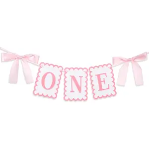 Bow  High Chair Banner for 1st Girls Birthday Decoration, Felt Sweet Bow Highchair Banner for  Birthday Party Decor Photo Props