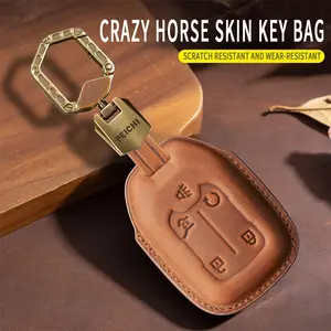 For Chevrolet Key Fob Cover Leather Car 2023 2022 2021 2020 2019 GMC Sierra and Chevy Silverado 1500 2500HD 3500HD Key Case Automotive Vehicle Detailing Truck