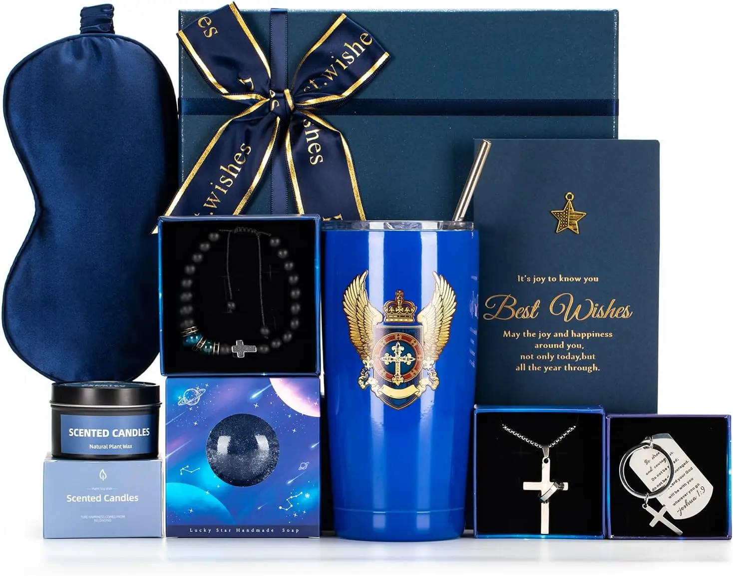 Fathers Day Gifts for Father, Blue Man Premium Gifts Basket Ideas Set for Him,Fathers Birthday Gift Box Presents for Dad,Husband,Brother,Son, Boyfriend