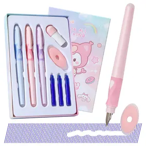 Leven Blue Erasable Disappearing Fountain Pen Set, Fine Nib Disposable Fountain Pens for Writing, Smooth Ink for Journaling Doodling Sketching & Gifting