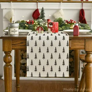 Xmas Tree Christmas Table Runner, Seasonal Winter Kitchen Dining Table Decoration for Home Party Decor 13x72 Inch
