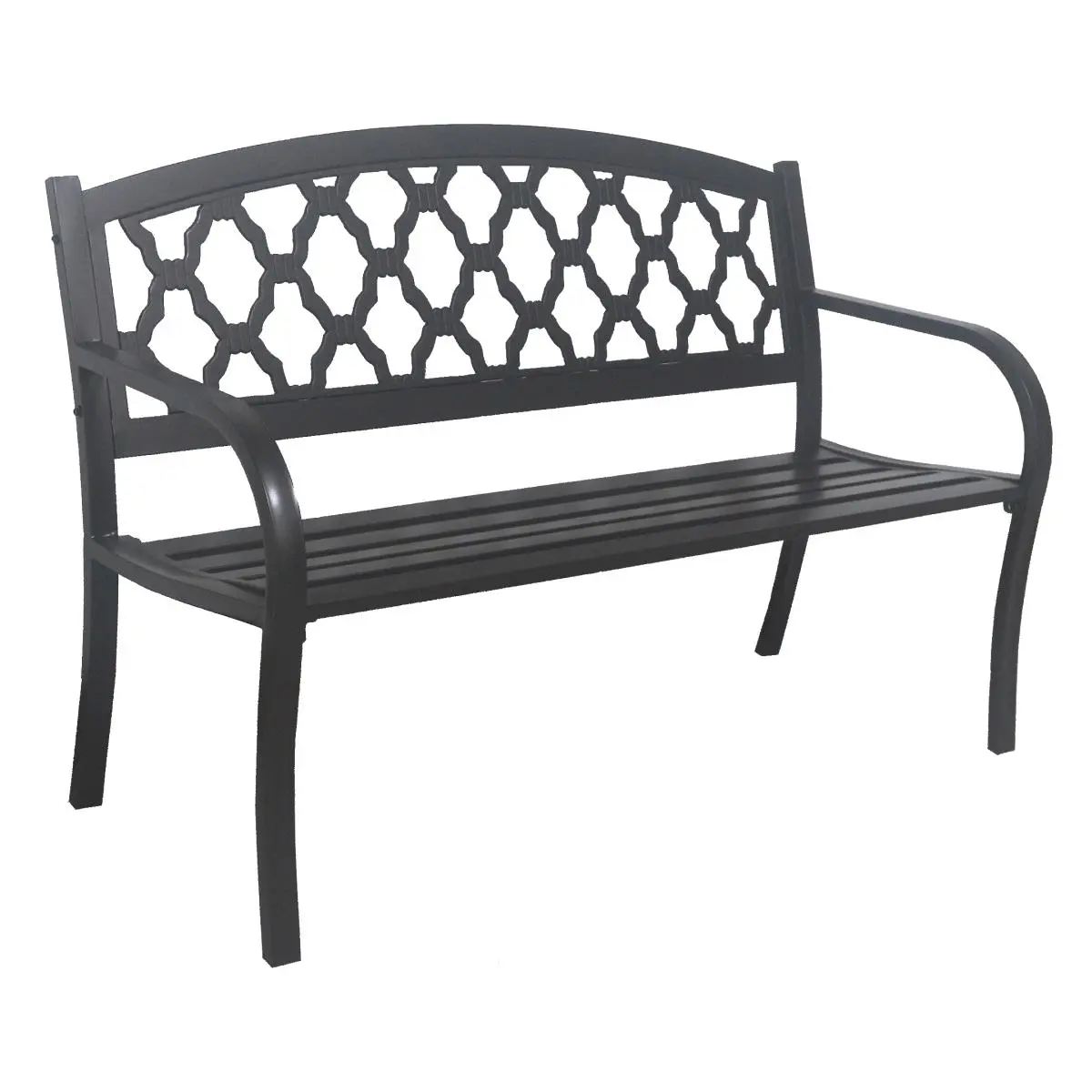 Innova Hearth & Home Evelyn Metal Bench - Dark Bronze (Different Colors Available), Steel Frame, 35" H x 51" W x 23" D, 43.5 lbs, Clean Ornate Pattern Backrest, Strong Powder Coat, Easy Setup, Ornate Look