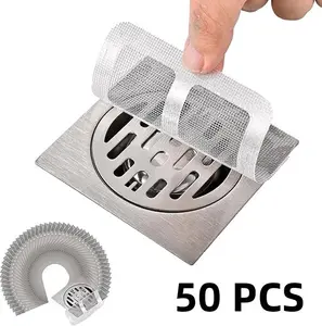50PCS Hair Catcher for Shower Drain – Disposable Floor Drain Filter Stickers Anti-Clog