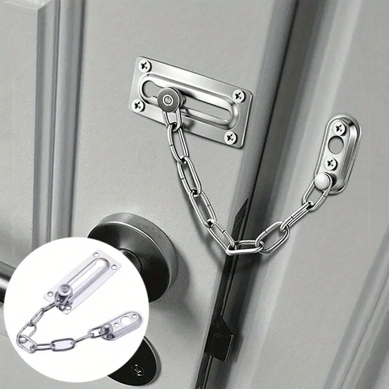 Home Door Lock Anti-Theft Chain, Door Reinforcement Lock, Safety Door Chain, Home Office Security Latch, 1 Pair, Sturdy Lock, Durable & Reliable Protection, Door Hardware