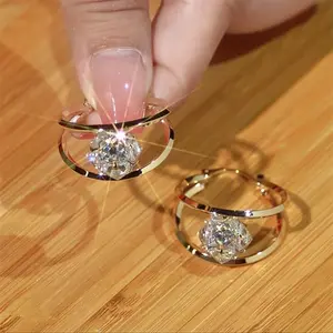 LisiZen Copper Alloy Earrings Simple Double Loop Sparkling Zircon Sphere Earrings Light Luxury High-end Design Exquisite Daily Wear DZEH5711