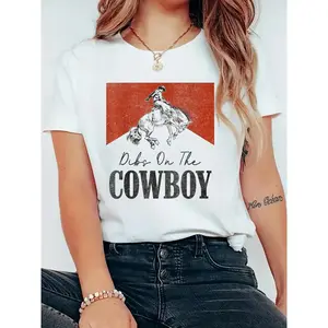 Women's Super Soft Cotton Shortsleeve Round Neck T-Shirt - Vintage Western Rodeo Country Cowgirl Fitted Casual Stylish Top, Women's Clothes for Spring Summer Sports & Outdoor Wear