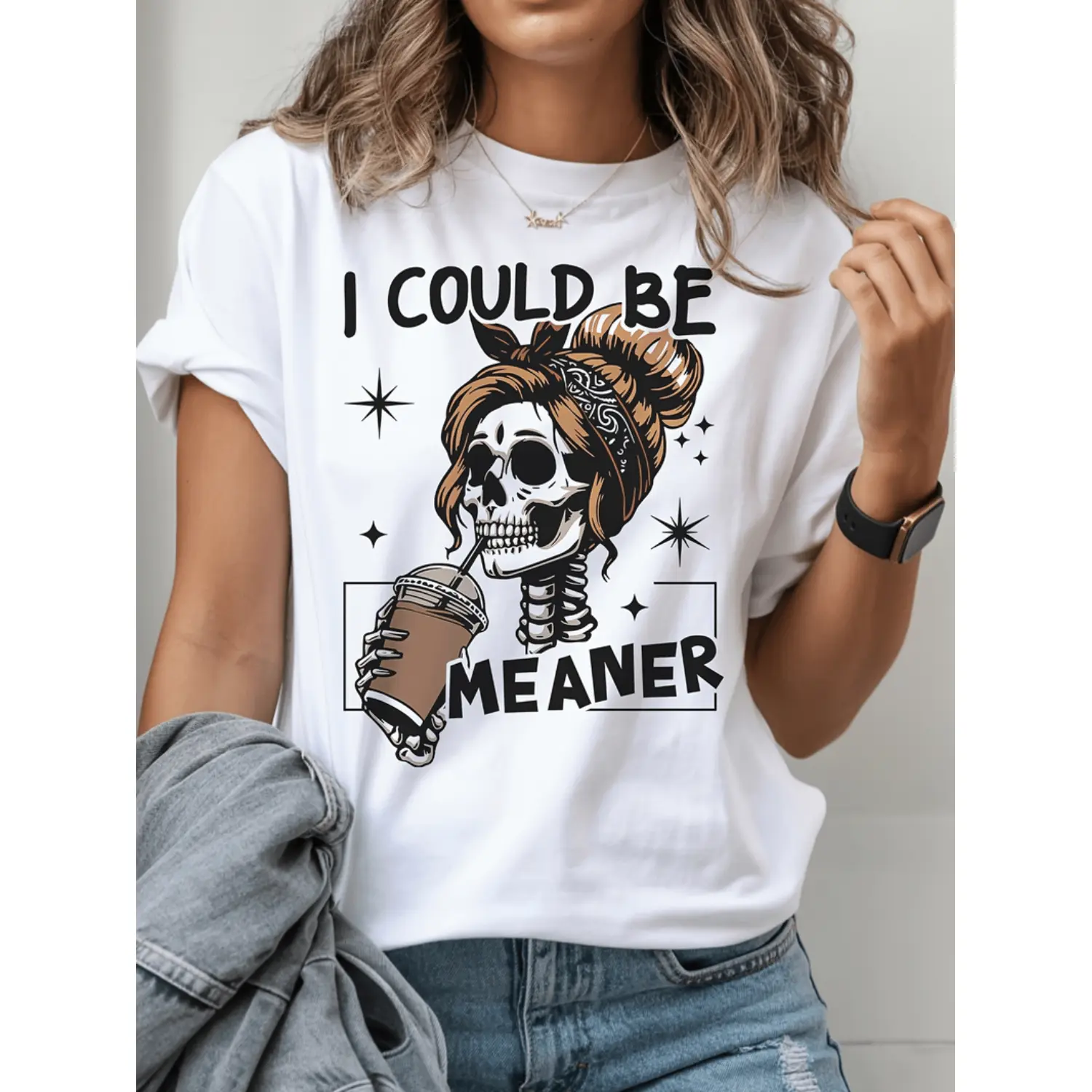 Women's Short-Sleeve Fitted Round Neck T-Shirt, Lady's Spring & Summer Must-Have New Casual Soft Crew Neck Top -1