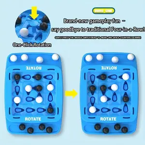 A Rotating Connect Four Board Game Designed for Two Players, Featuring a One-Click Rotation Mechanism. Made from Safe, Non-Toxic Materials, It Serves As an Interactive Family Toy Suitable for Both Children And Adults, Promoting Brain Training