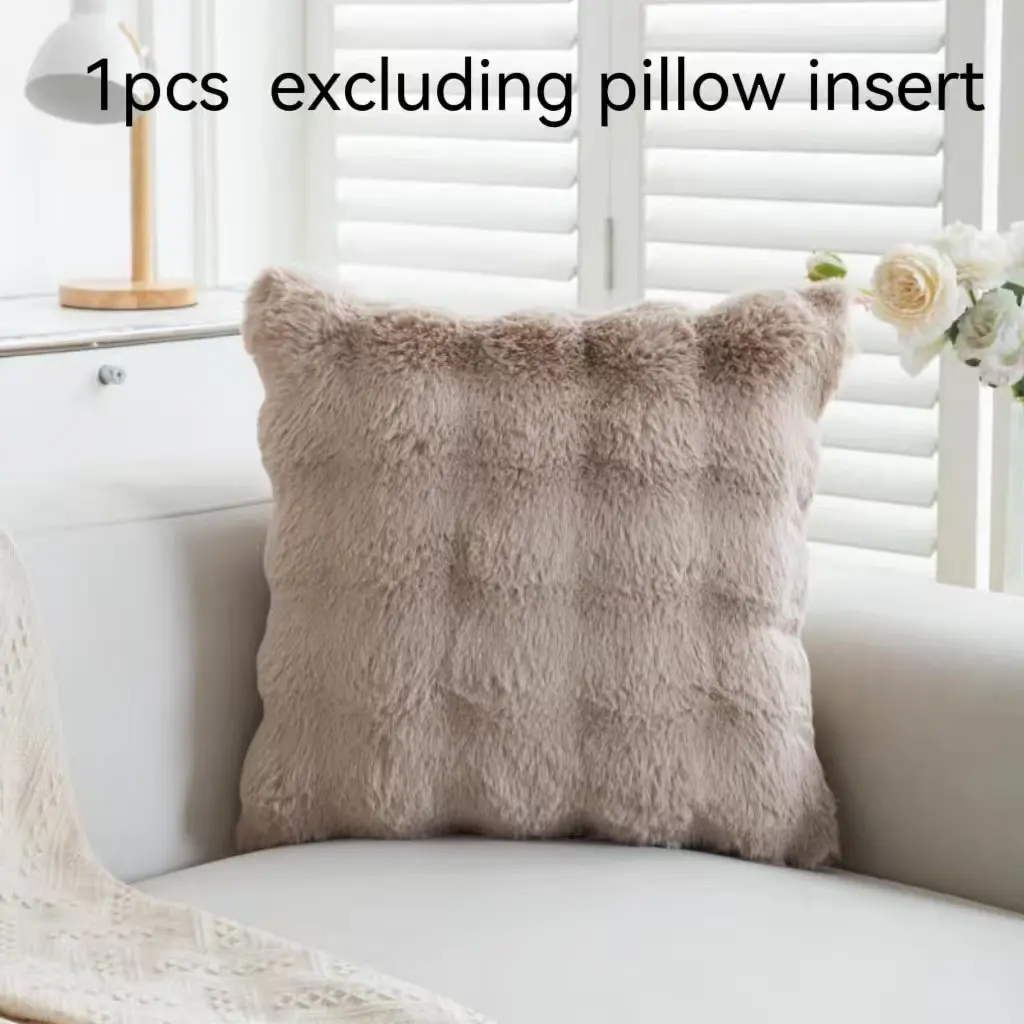 Rabbit Fur Bubble Velvet Pillow Autumn Winter Plush Solid Color Living Room Sofa Cushion Living Room Bedroom Model Room Pillowcase Creative Decorative Cushion Soft Cushions