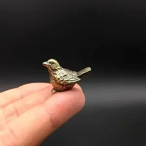 Cute Mini 1pc Brass Sparrow Figurine Contemporary Desk Decor, Ideal for Bedroom Perfect Gift or Collectible Item, Office Decor