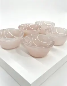 1pc Natural Rose Quartz Bowls - Hand-Carved Crystal Bowls for Healing, Meditation, and Home Decor