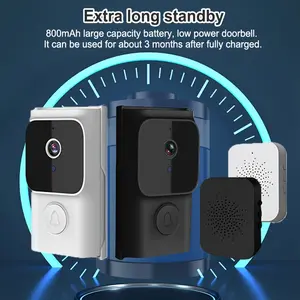 2 Pack WiFi Video Doorbell Camera with Chime, 1080p Smart Video Doorbell, Wireless HD Camera, Infrared Night Vision, PIR AI Motion Detection, Remote 2-Way Audio Intercom, Tuya APP Live View, No Subscription Free Cloud Storage, for Home Office Apartment
