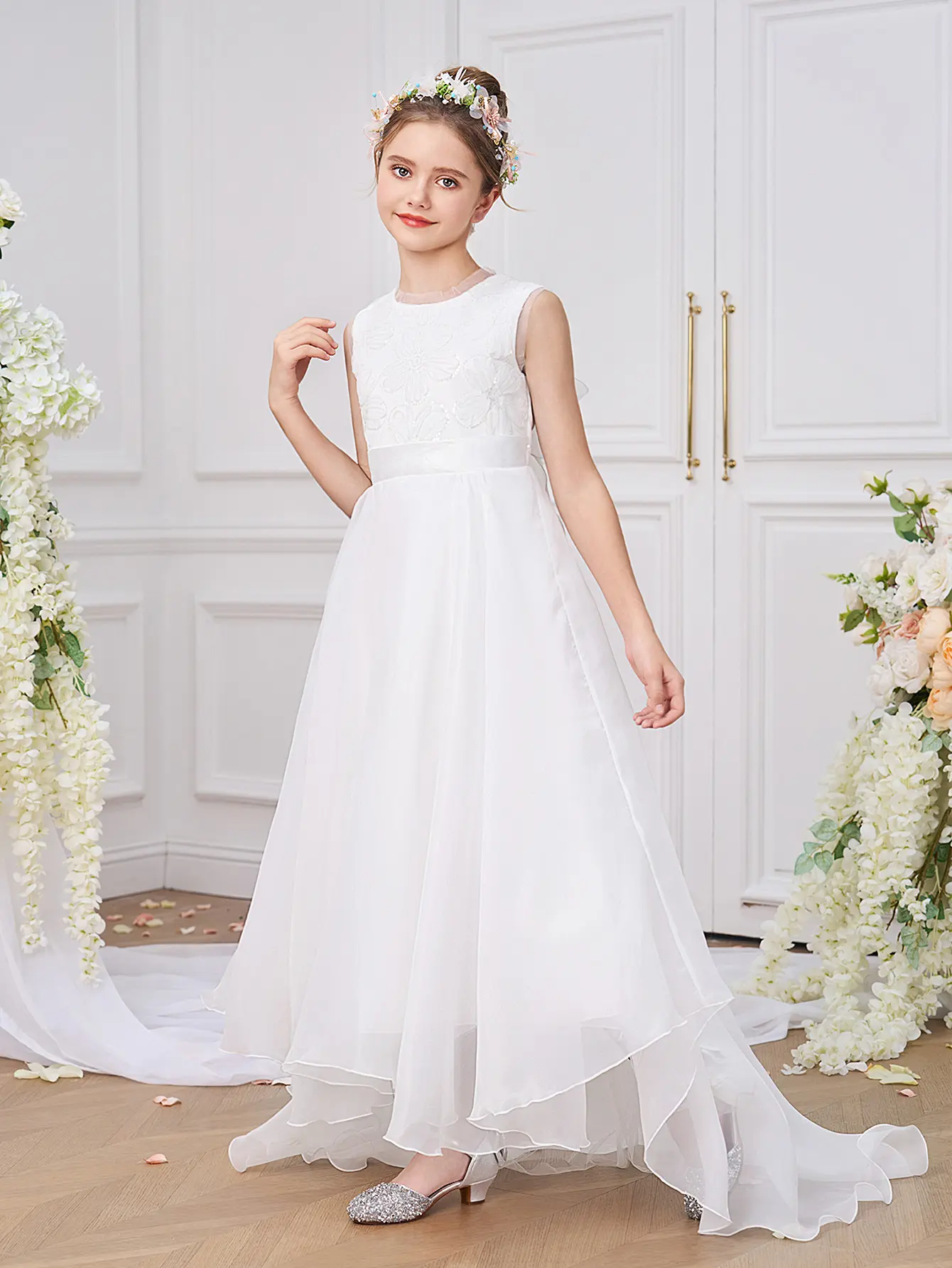 white floral prom dress White Prom Dresses,Two Piece Prom Dress,Prom Dress for Teens,Floral Prom Dress,PD00218, US18W / Royal Blue