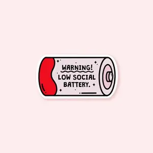 Social Battery Sticker, Funny Stickers, Journal Stickers