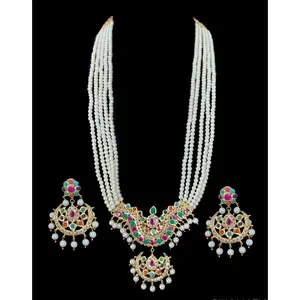 LN46 Ramia navratan  rani haar with earrings( READY TO SHIP )
