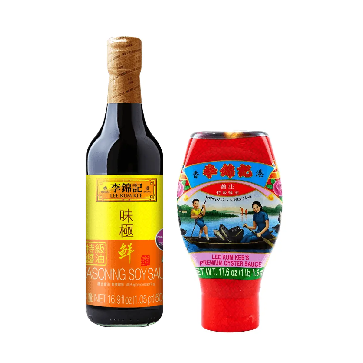 Lee Kum Kee Soy Sauce & Oyster Sauce Combo - 500ml Premium Soy Sauce & 500g Special Oyster Sauce - Essential Kitchen Duo for Cooking & Stir-Frying - Value Pack