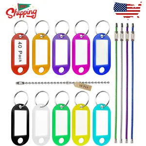 Key Tag Set (40 Plastic Key Labels with 10 Ball Chains & 4 Cable Key Rings)