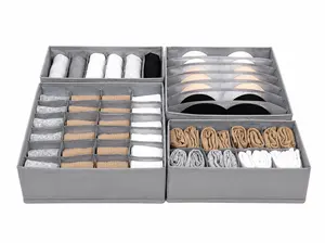 2 or 4 Pack Collapsible Fabric Sock Underwear Drawer Organizer Dividers, Foldable Dresser Storage Trays for Closet Organization, Ideal for Socks, Underwear, Neck Ties