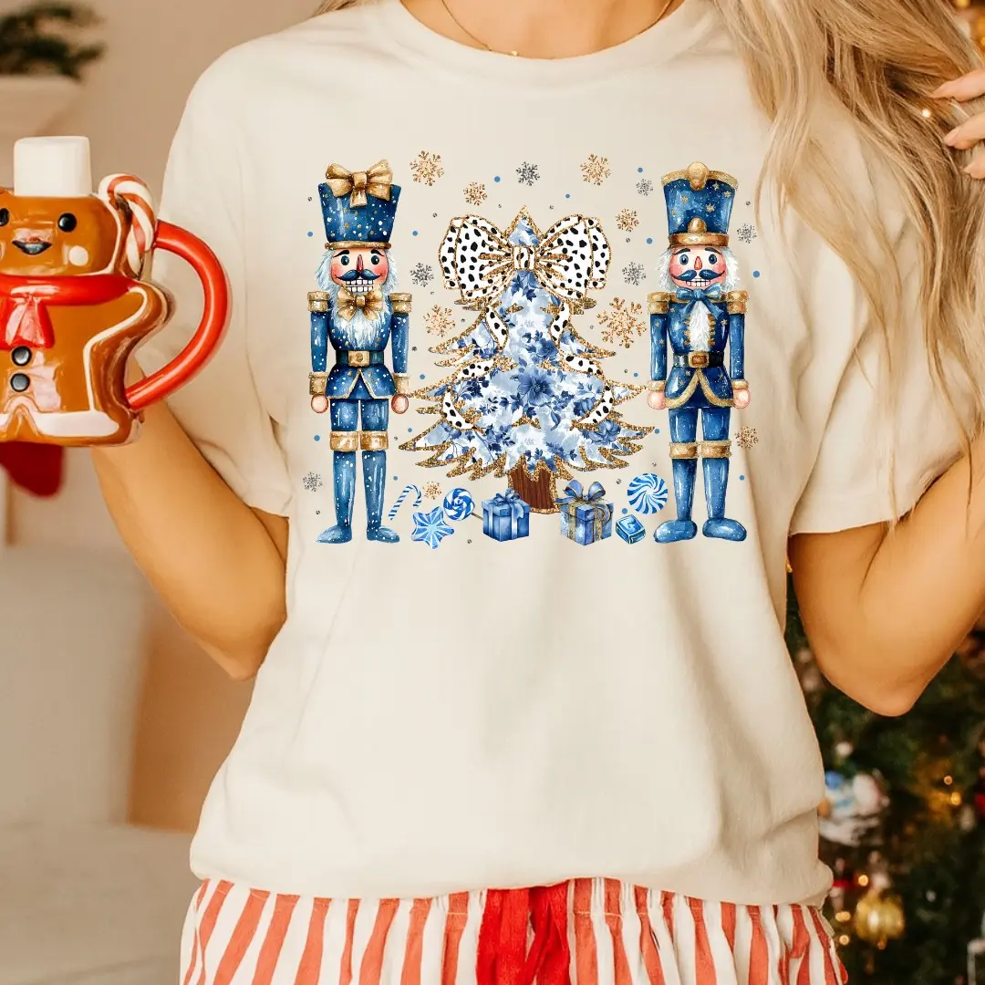 Blue Nutcracker Christmas Shirt - Comfort Colors Unisex Apparel Relaxed Fit Printed In The USA Clothing Womenswear Casual Comfort Cotton Top Athletic Boho Chic