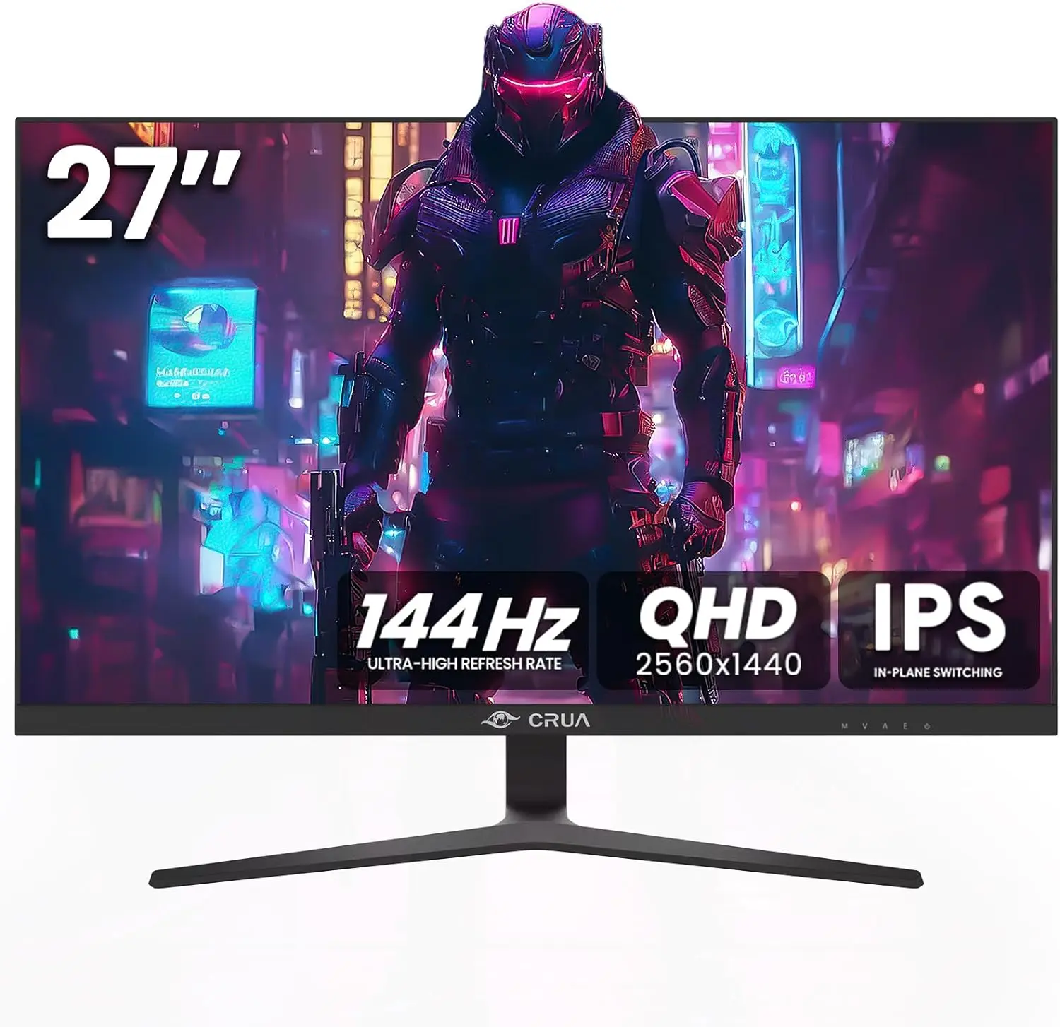 CRUA 27-Inch QHD Curved Gaming Monitor, 144/120Hz Refresh Rate, 1800R VA Screen, Built-In Auxiliary Crosshair, FreeSync, 99% sRGB, Low Blue Light, HDMI 2.0 & DP 1.4, 100x100mm VESA Wall Mount, for Gaming & Office Use, Monitors