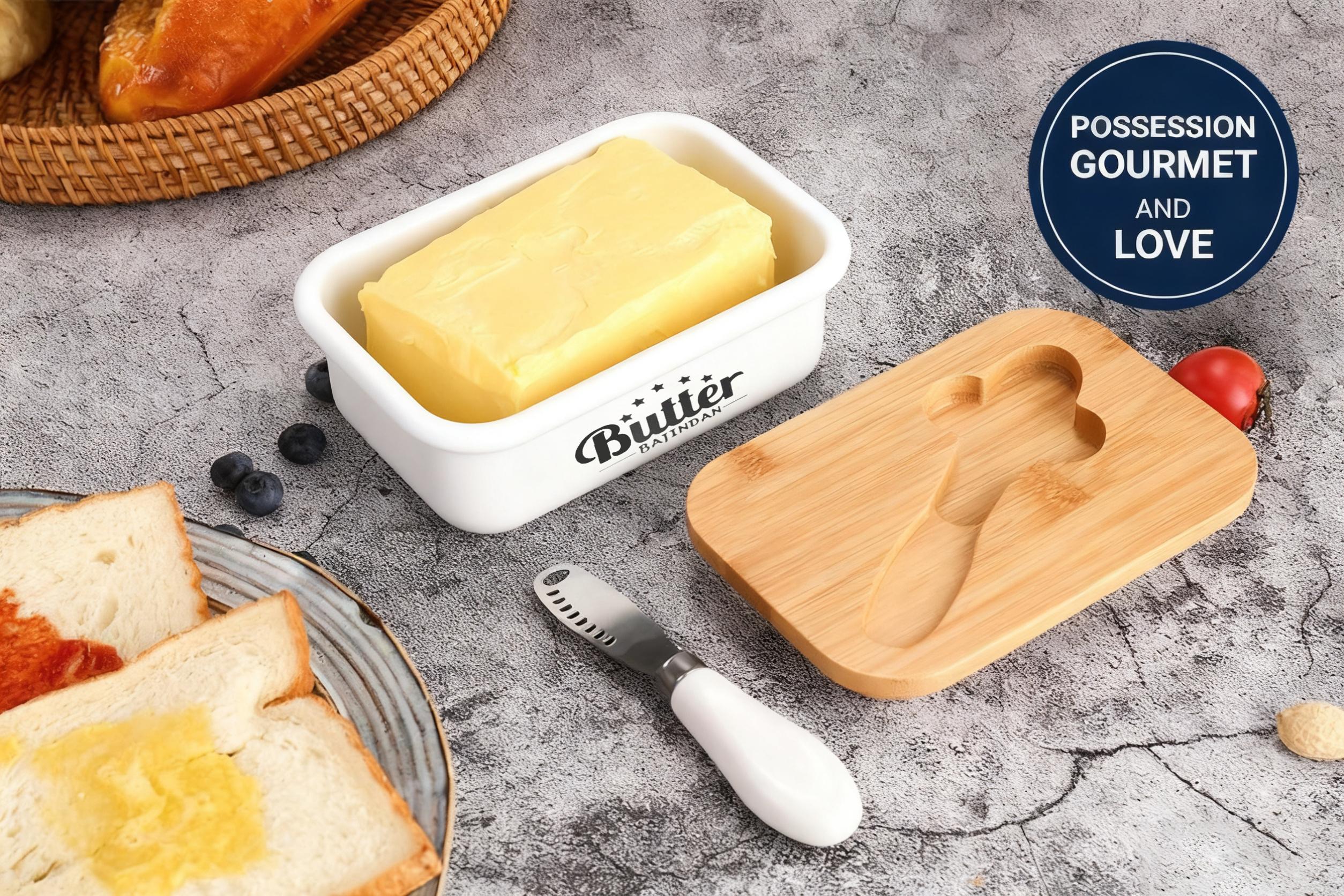 2 Pack Butter Dish with Lid and Knife for Countertop - Ceramic Butter Keeper Container with Knife and High Quality - Silicone Sealing Butter Box for Home Decor mothersdaygift