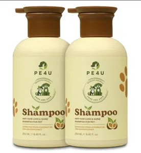 PE4U  Natural Anti-Shedding & Coat-Softening Pet Shampoo, Gentle Anti Shedding Shampoo for Dogs & Cats, Reduces Shedding, Softens Fur - 8.45 Fl Oz Dog Shampoo for Shedding - Deshedding Dog Shampoo [2 BOXES]