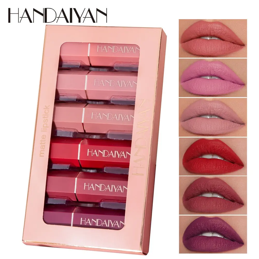 Handaiyan Matte Lipstick Set, Luxurious Long Lasting 6-Piece Glossy Finish Lip Products Makeup Kit, Perfect Gift for Women & Girls, Ideal for Daily Use & Special Occasions, Cosmetic