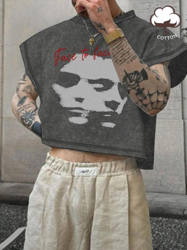 Men's Solid Color Crop Tank Top, Regular Fit Casual Sleeveless Round Neck Top for Summer, Fashion Men's Clothes for Daily Wear Men's Solid Color Crop Tank Top, Regular Fit Casual Sleeveless Round Neck Top for Summer, Fashion Men's Clothes for Daily Wear