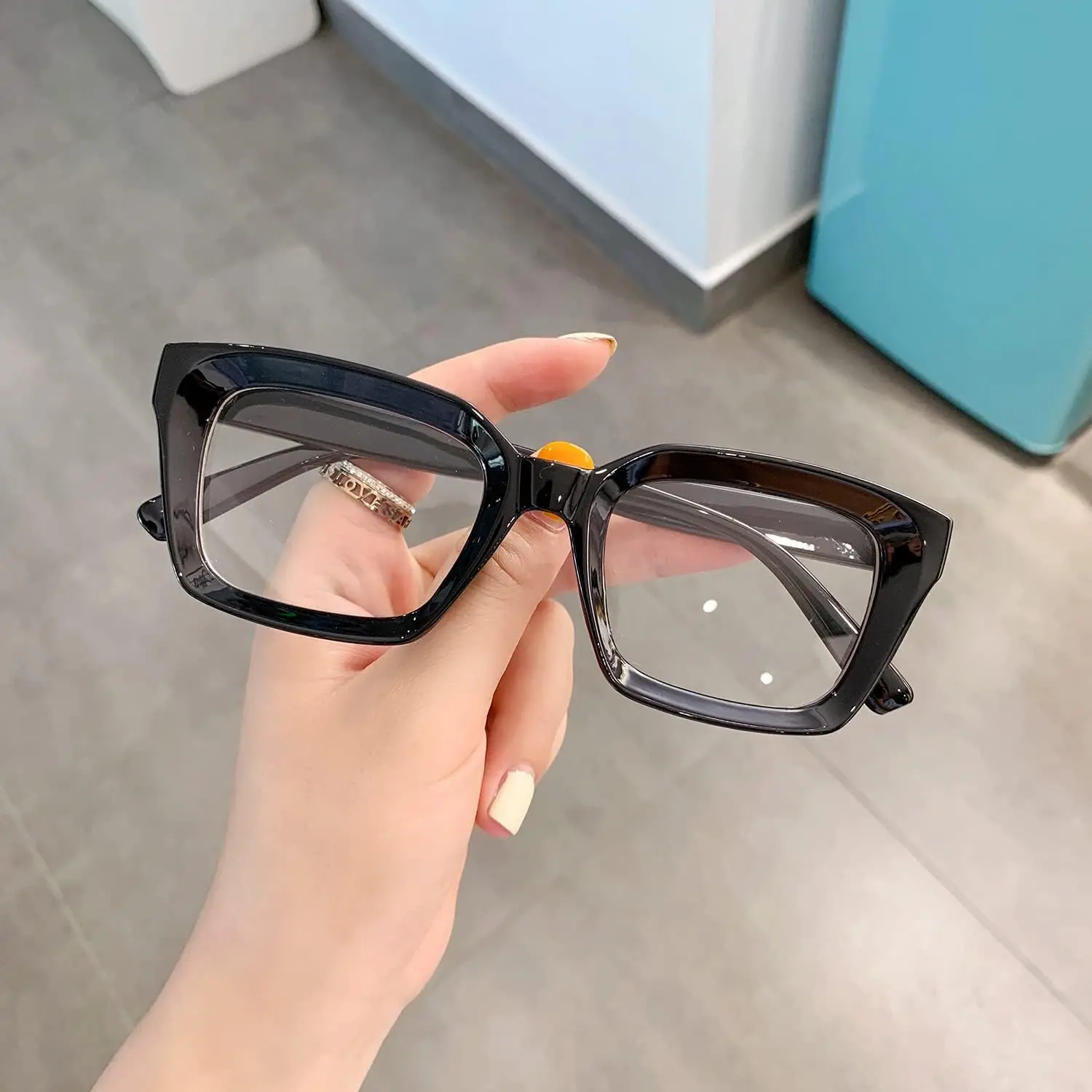 Unisex Classic Rectangle Glasses, Lightweight Thin-Frame Blue Light Blockers for Computer and Everyday Use, Lightweight Eyewear