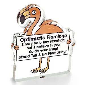 Flamingo Shaped Acrylic Ornament, Cute Flamingo Desktop Decoration, Office Desktop Ornament, Emotional Encouragement Gift for Friend & Sister