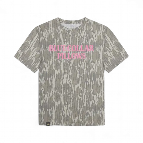 MHC | Blue Collar Pillows Camo Shortsleeve Tee w/ True to Size Fit, Cotton & Polyester Blend, Extremely Soft Women's Casual Top Everyday Womenswear Shirt