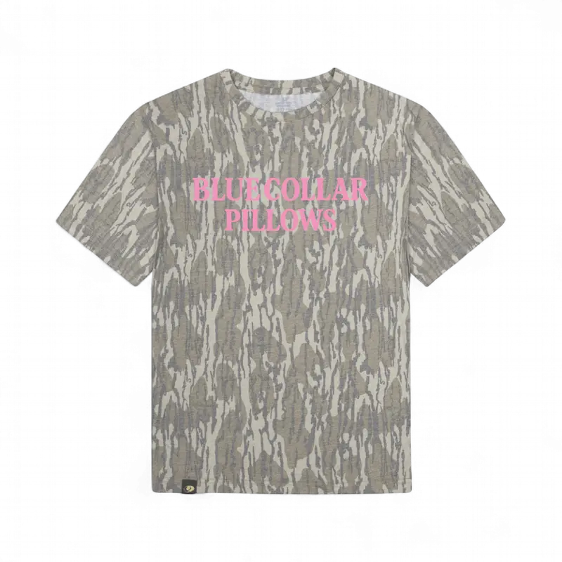 MHC | Blue Collar Pillows Camo Shortsleeve Tee w/ True to Size Fit, Cotton & Polyester Blend, Extremely Soft Women's Casual Top Everyday Womenswear Shirt
