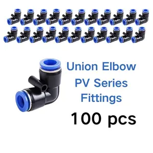 Elbow Pneumatic Connector with Rubber Ring (100pcs), Quick Connector for Air, Water System Leakage Prevention Device