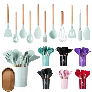 Silicone Kitchen Utensils Set, 13pcs/set Heat Resistant Kitchen Utensils Set with Storage Holder, Cooking Utensils Set for Non-stick Pots