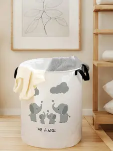 Elephant Print Laundry Basket with Handles, Durable Large Capacity Storage for Clothes and Toys, Foldable Household Organizer