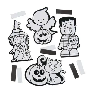 Bulk 50 Pc. Color Your Own Fuzzy Halloween Magnets
