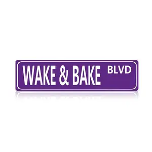 Wake & Bake Blvd Metal Tin Sign (16 x 4 Inch) – Funny Vintage Weed Marijuana Wall Art Decor, Slim Street Sign for Home Bar Cafe Garage Indoor/Outdoor, Humorous Gift for Mothers Day, Fathers Day, Graduation, 4th of July, Vintage Metal Tin Sign