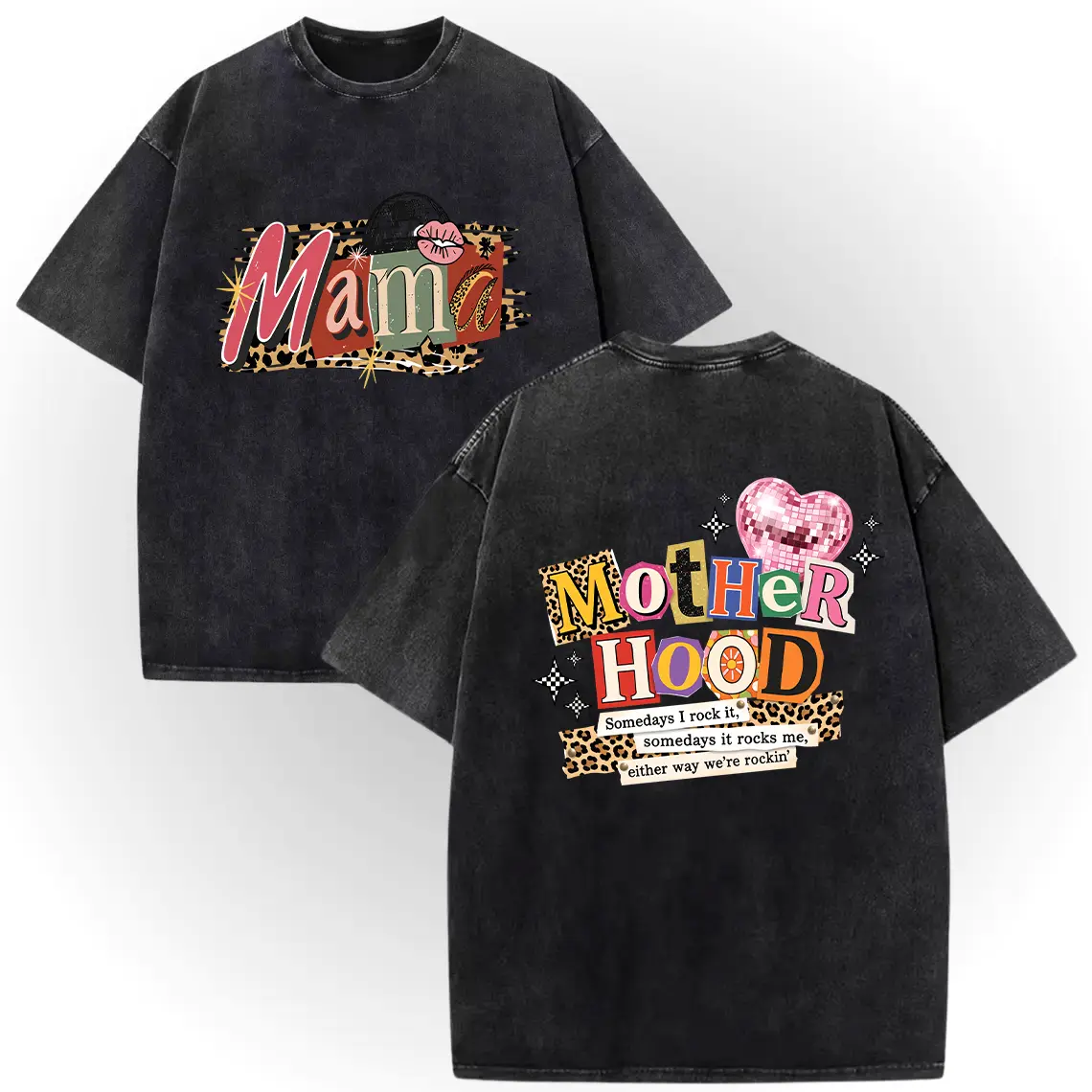 Vintage Wash Mothers Day Mom Tee – 100% Cotton Double-Sided Print, Motherhood, Leopard Print, Colorful Mom Life, Ransom Letter. Lovely Gift For Mom Wife # TikTokMadeMeBuyIt # GiftIdeas # GiftForHer