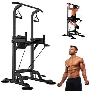 Pull Up Bar Dip Station Power Tower Assistive Trainer Multi-Function Home Gym Strength Training Fitness Equipment 450LBS